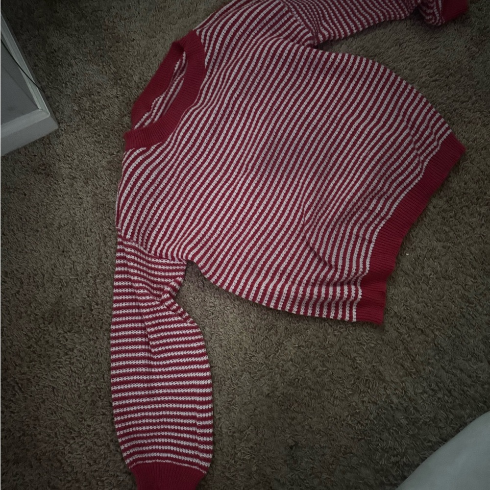 Striped Red and White Women's Sweater